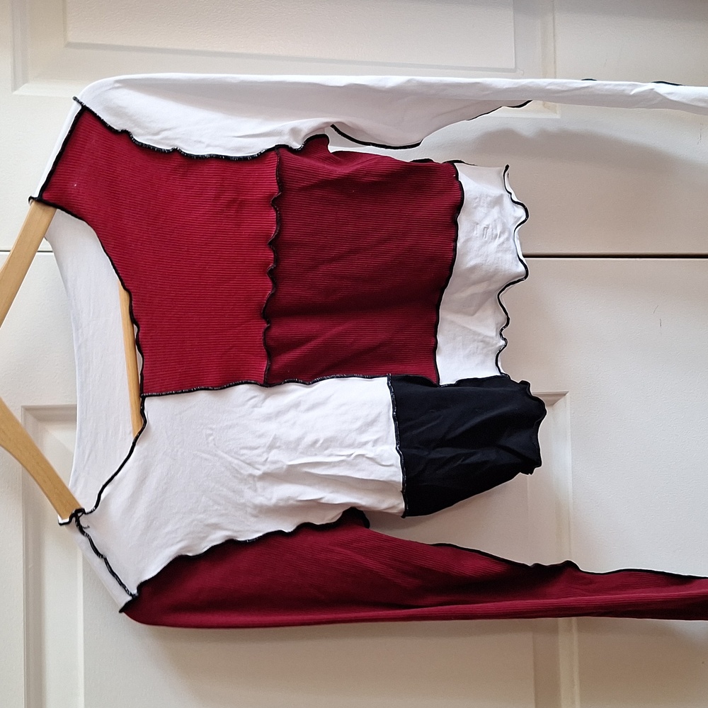 Shein 90s Colorblock Geometric long sleeves crop top